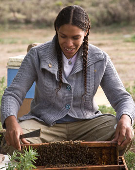 Melanie-checking-bees